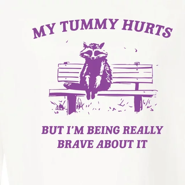 My Tummy Hurts Raccoon Cropped Pullover Crew