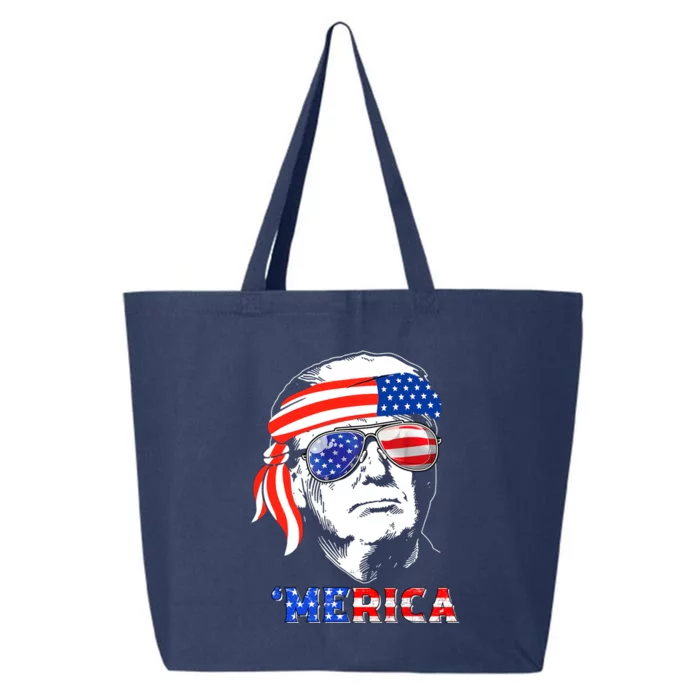 Merica Trump Happy 4th Of July Trump American Flag Gift 25L Jumbo Tote