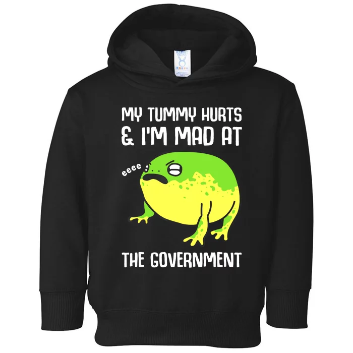 My Tummy Hurts And Im Mad At The Government Frog Toddler Hoodie