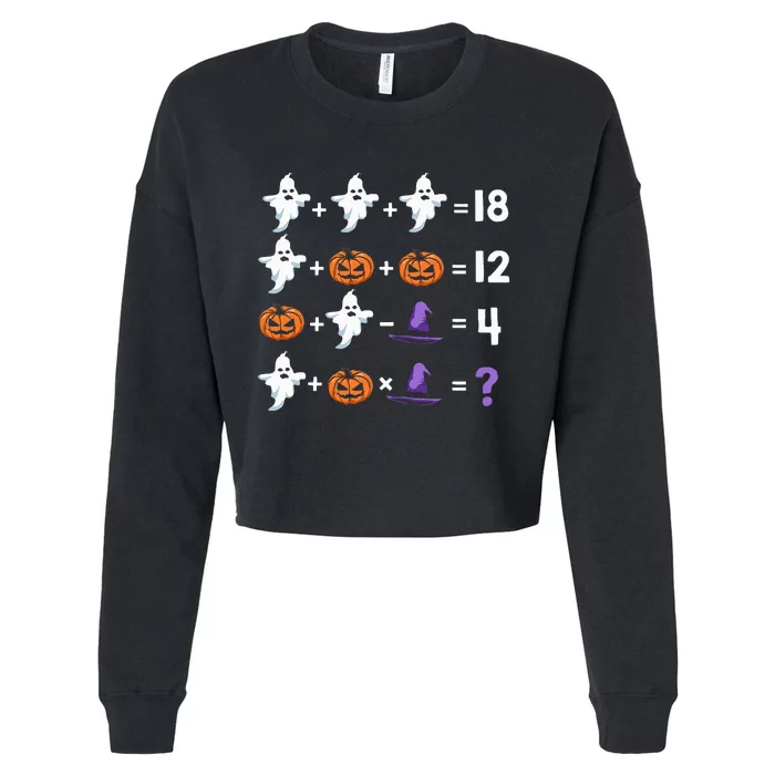 Math Teacher Humor Halloween Quiz Order Of Operations Cropped Pullover Crew