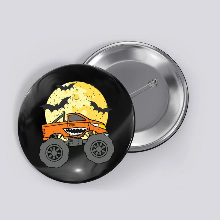 Monster Truck Happy Halloween Moon Button