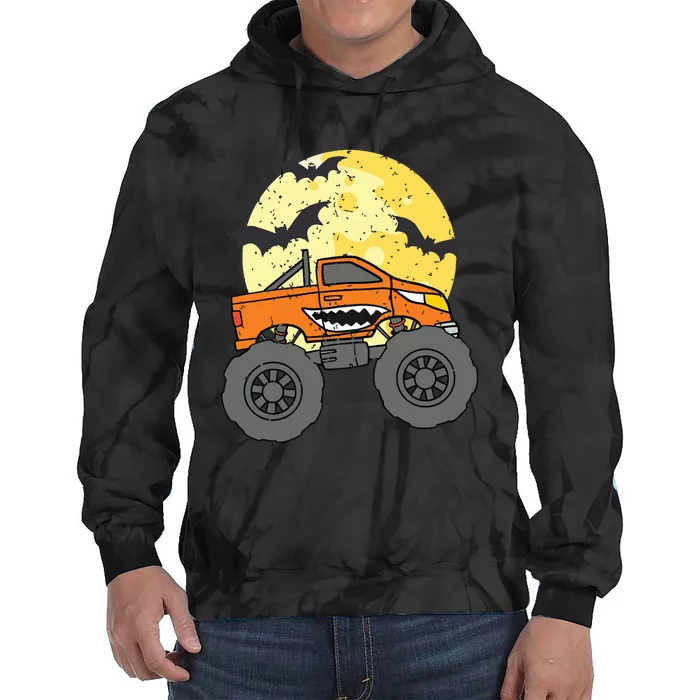 Monster Truck Happy Halloween Moon Tie Dye Hoodie