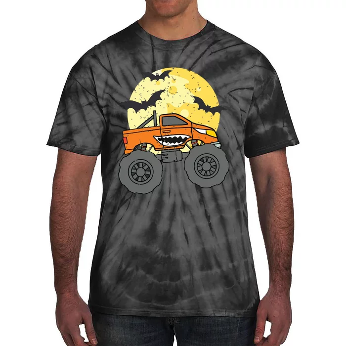 Monster Truck Happy Halloween Moon Tie-Dye T-Shirt