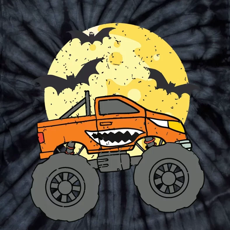 Monster Truck Happy Halloween Moon Tie-Dye T-Shirt