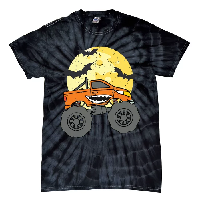 Monster Truck Happy Halloween Moon Tie-Dye T-Shirt