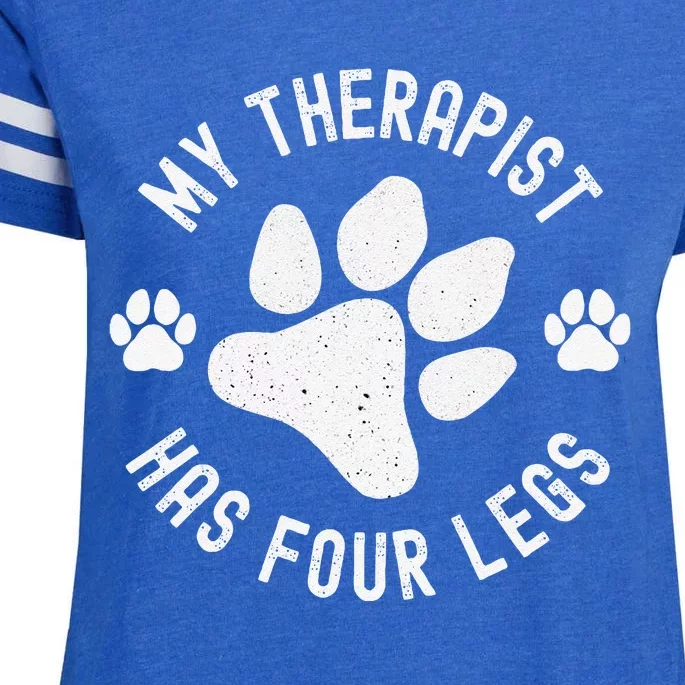 My Therapist Has Four Legs Dog Lover Pet Owner Service Dog Enza Ladies Jersey Football T-Shirt