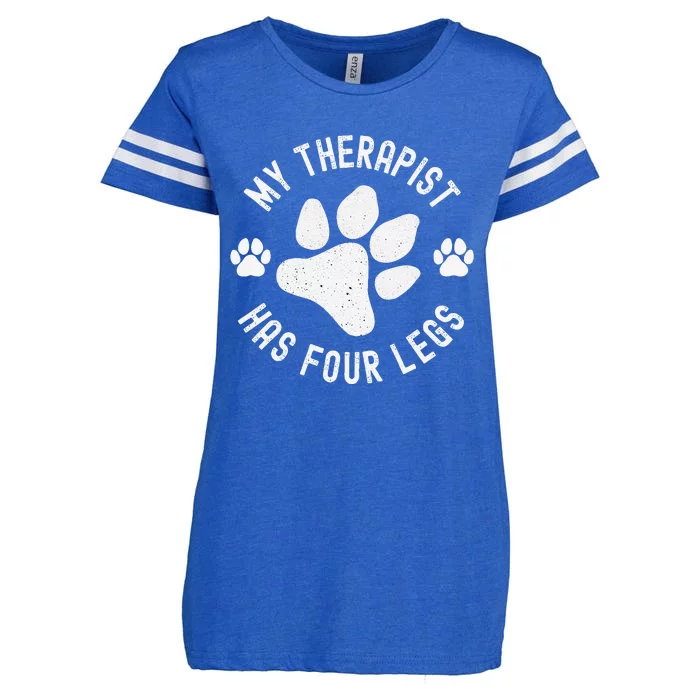 My Therapist Has Four Legs Dog Lover Pet Owner Service Dog Enza Ladies Jersey Football T-Shirt