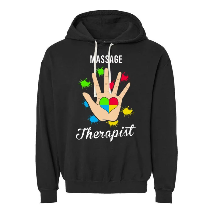 Massage Therapist Handprint Garment-Dyed Fleece Hoodie