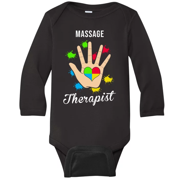 Massage Therapist Handprint Baby Long Sleeve Bodysuit