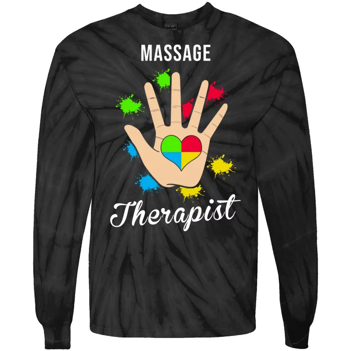 Massage Therapist Handprint Tie-Dye Long Sleeve Shirt