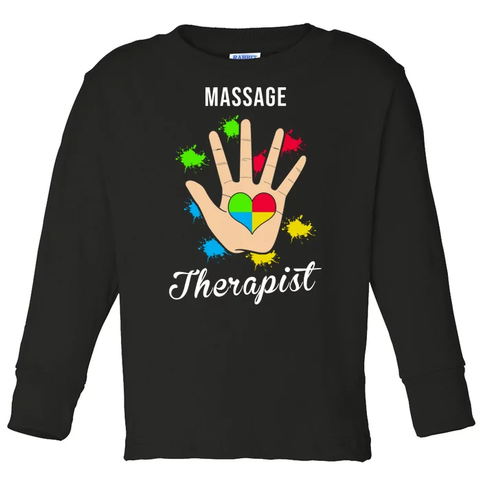 Massage Therapist Handprint Toddler Long Sleeve Shirt