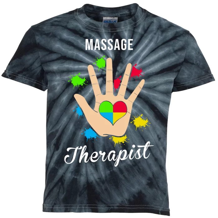 Massage Therapist Handprint Kids Tie-Dye T-Shirt