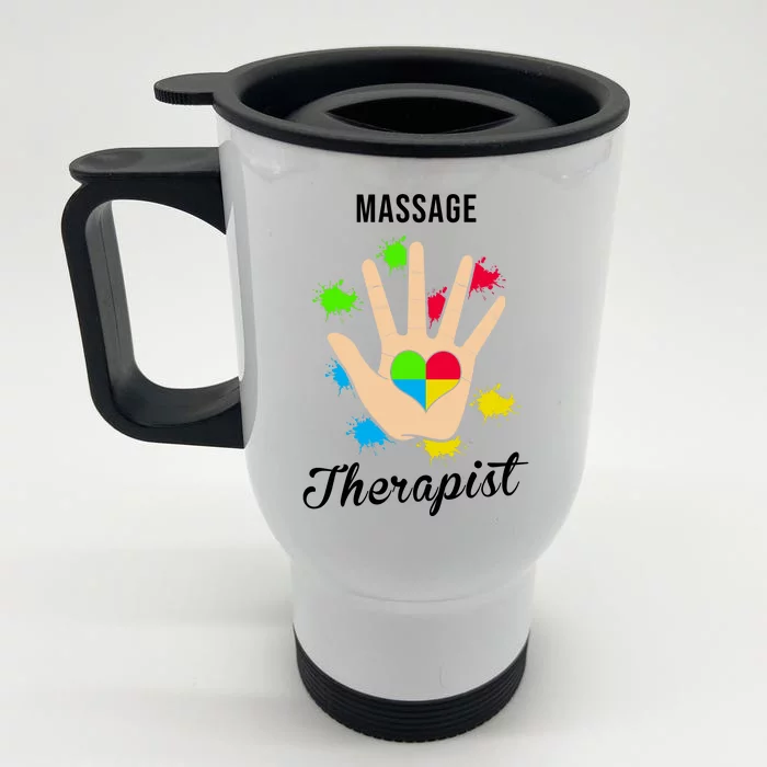 Massage Therapist Handprint Front & Back Stainless Steel Travel Mug