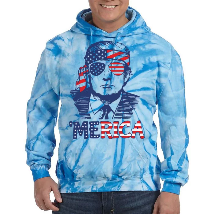 Merica Trump Happy 4th Of July Trump American Flag Tie Dye Hoodie