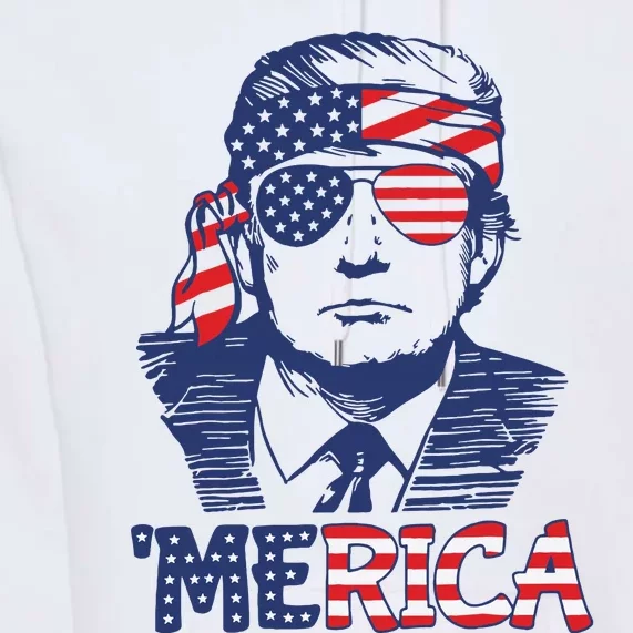 Merica Trump Happy 4th Of July Trump American Flag Premium Hoodie