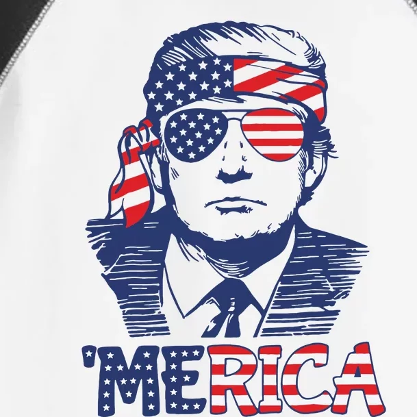 Merica Trump Happy 4th Of July Trump American Flag Toddler Fine Jersey T-Shirt