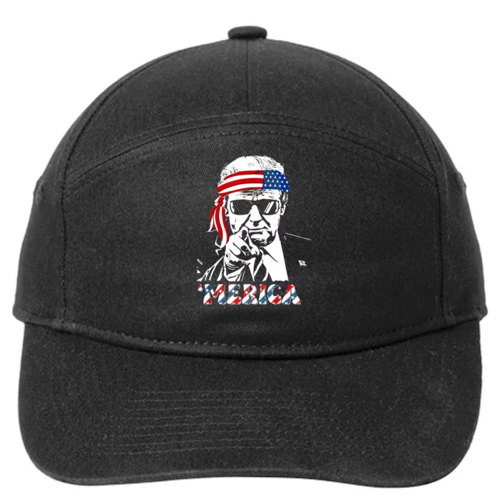 Merica Trump Happy 4th Of July Trump American Flag 7-Panel Snapback Hat