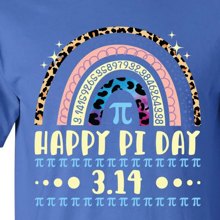 Math Teacher Happy Pi Day Mathematic Leopard Rainbow Funny Gift Tall T-Shirt