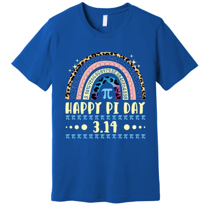 Math Teacher Happy Pi Day Mathematic Leopard Rainbow Funny Gift Premium T-Shirt