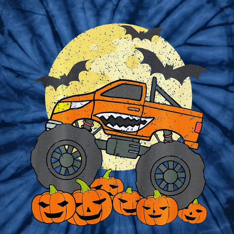 Monster Truck Halloween Jack O Lantern Moon Pumpkin Tie-Dye T-Shirt