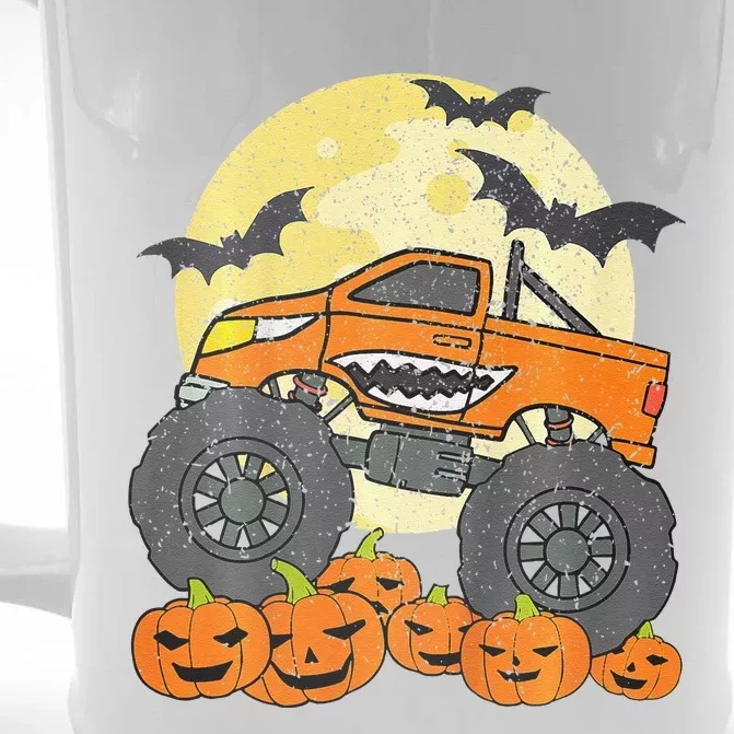 Monster Truck Halloween Jack O Lantern Moon Pumpkin Front & Back Beer Stein