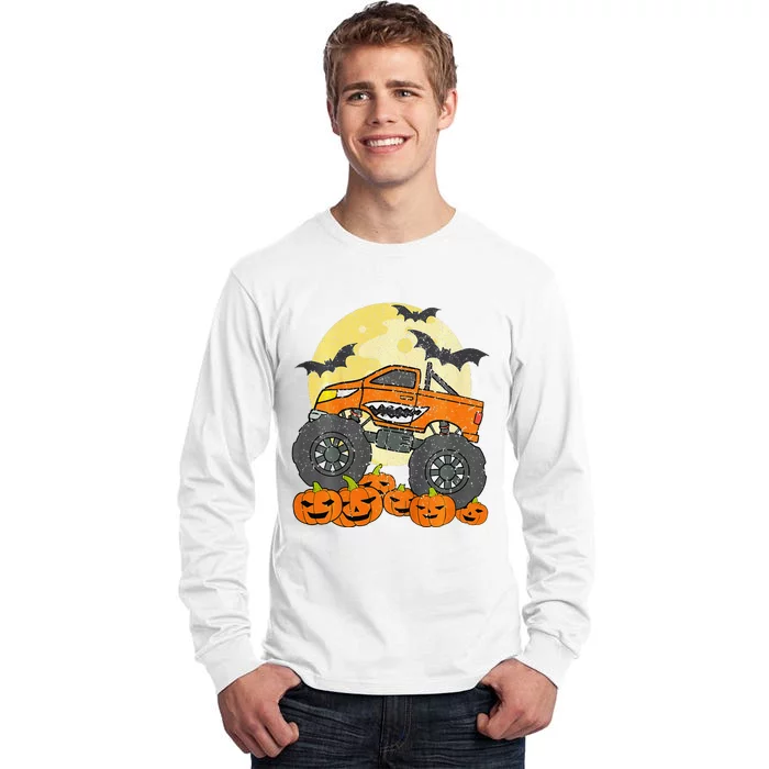 Monster Truck Halloween Jack O Lantern Moon Pumpkin Tall Long Sleeve T-Shirt