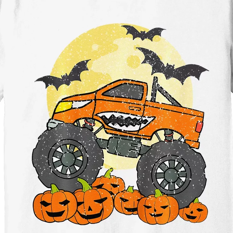 Monster Truck Halloween Jack O Lantern Moon Pumpkin Premium T-Shirt