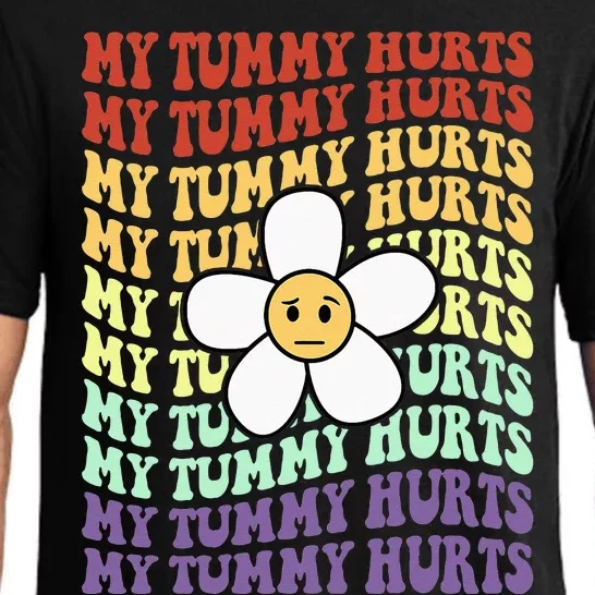 My Tummy Hurts Tummy Ache Survivor Retro Sunflower Women Pajama Set