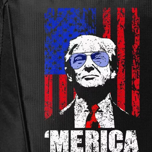 Merica Trump Happy 4th Of July Trump American Flag City Backpack