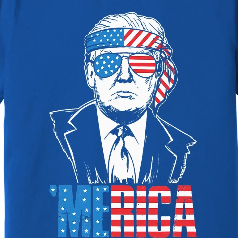 Merica Trump Happy 4th Of July Trump American Flag Premium T-Shirt