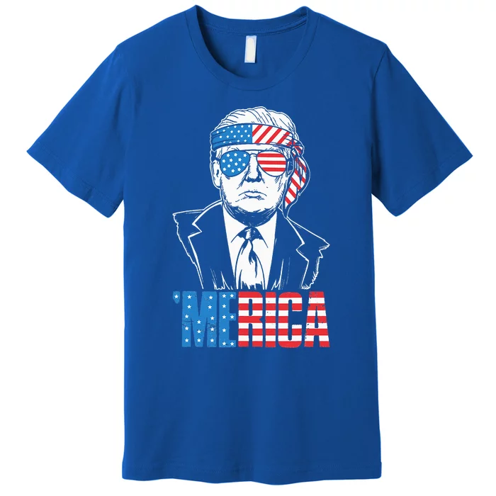 Merica Trump Happy 4th Of July Trump American Flag Premium T-Shirt