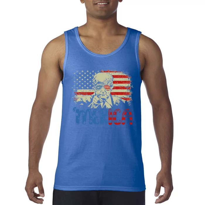 Merica Trump Happy 4th Of July Trump American Flag Cool Gift Tank Top