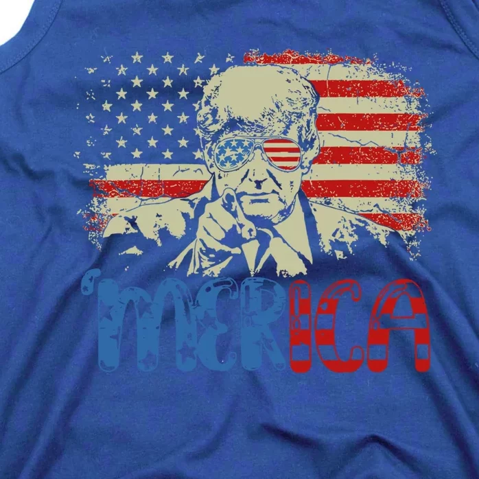 Merica Trump Happy 4th Of July Trump American Flag Cool Gift Tank Top