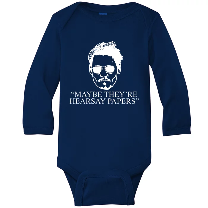 Maybe They're Hearsay Papers Funny Johnny Depp Baby Long Sleeve Bodysuit