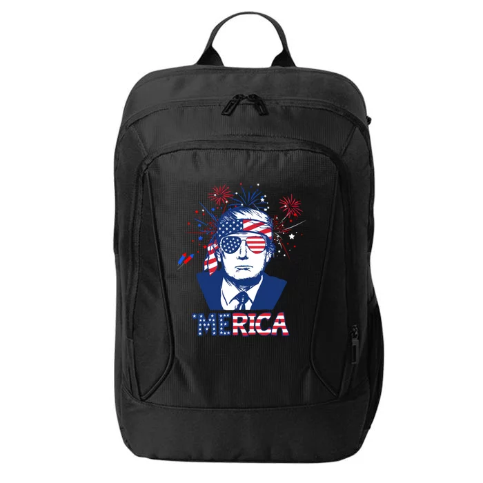 Merica Trump Happy 4th Of July Trump American Flag Funny Gift City Backpack