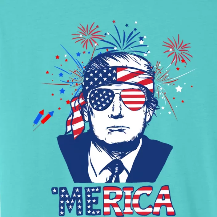 Merica Trump Happy 4th Of July Trump American Flag Funny Gift ChromaSoft Performance T-Shirt