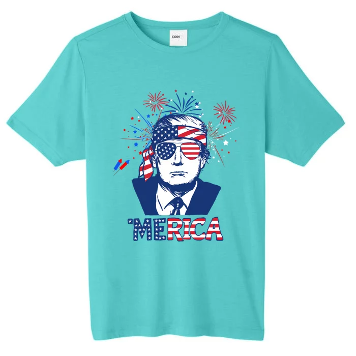 Merica Trump Happy 4th Of July Trump American Flag Funny Gift ChromaSoft Performance T-Shirt