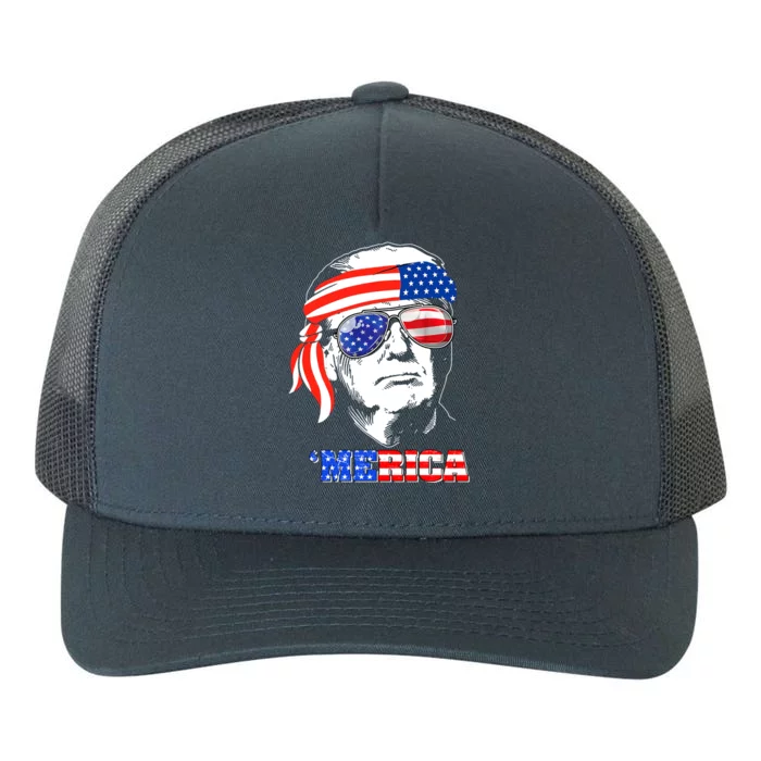 Merica Trump Happy 4th Of July Trump American Flag Cool Gift Yupoong Adult 5-Panel Trucker Hat