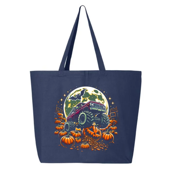 Monster Truck Halloween Jack O Lantern Moon Pumpkin 25L Jumbo Tote