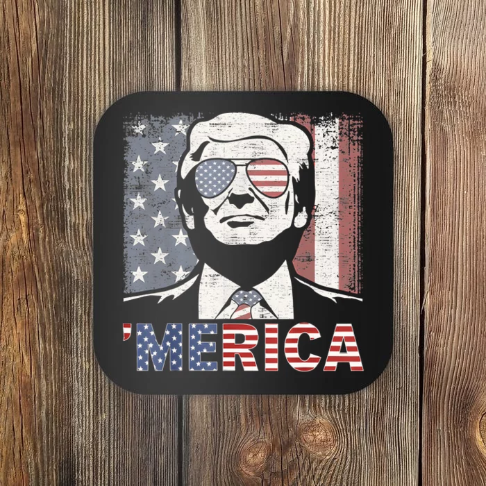 Merica Trump Happy 4th Of July Trump American Flag Coaster