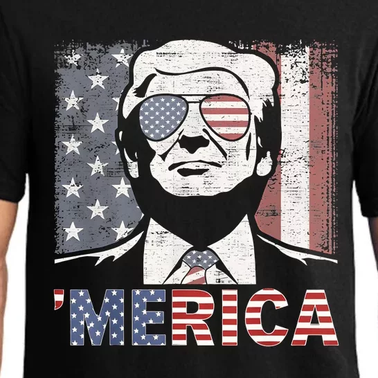 Merica Trump Happy 4th Of July Trump American Flag Pajama Set