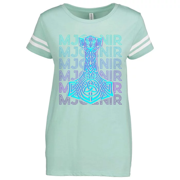 Mjolnir Thor Hammer Norse Mythology Retro Enza Ladies Jersey Football T-Shirt