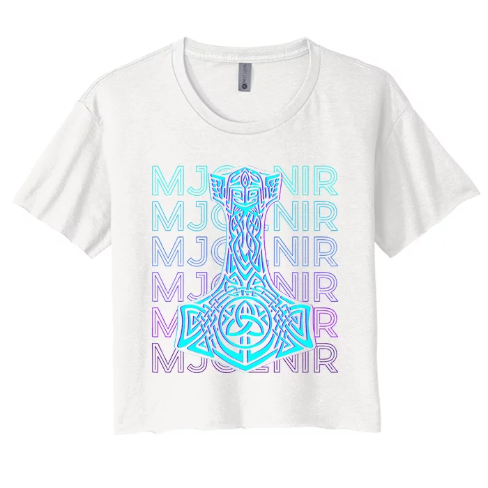 Mjolnir Thor Hammer Norse Mythology Retro Women's Crop Top Tee