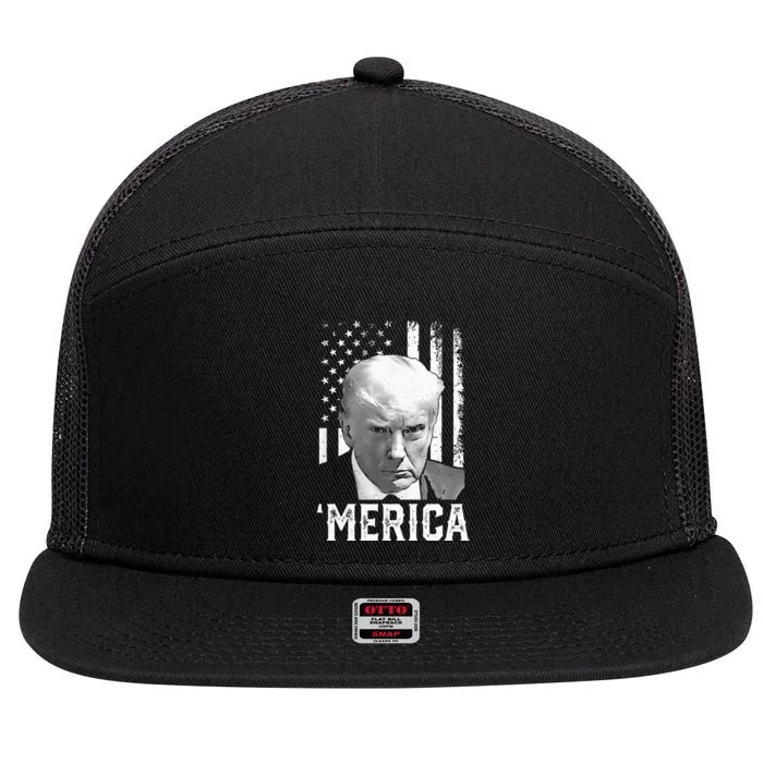 Merica Trump Happy Trump American Flag Gifts 7 Panel Mesh Trucker Snapback Hat