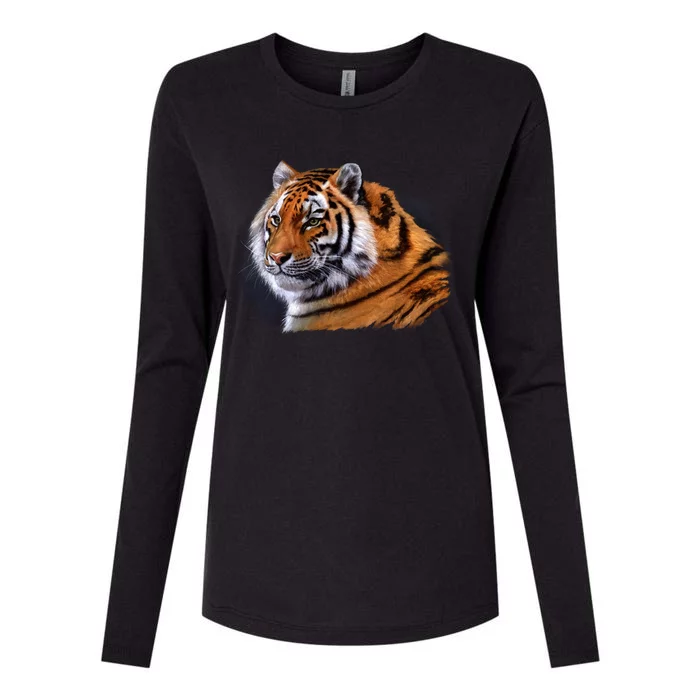 Majestic Tiger Head Womens Cotton Relaxed Long Sleeve T-Shirt