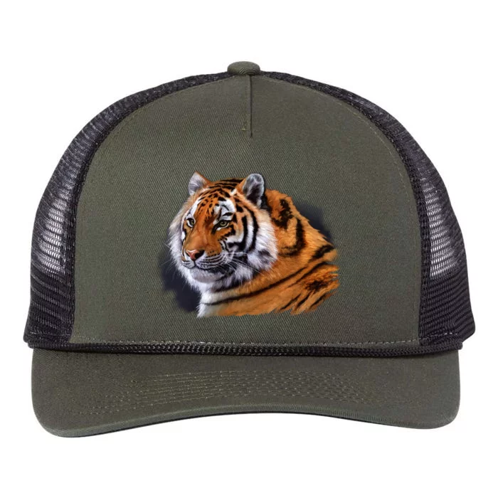 Majestic Tiger Head Retro Rope Trucker Hat Cap