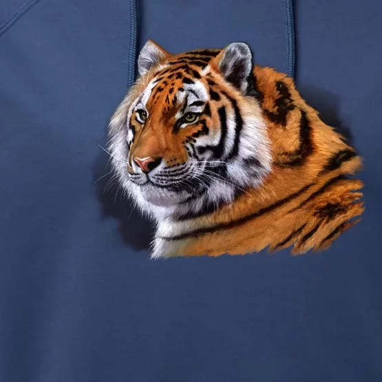 Majestic Tiger Head Performance Fleece Hoodie