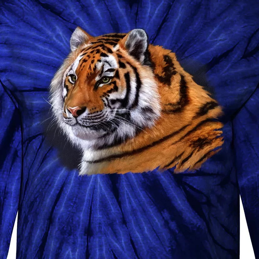 Majestic Tiger Head Tie-Dye Long Sleeve Shirt