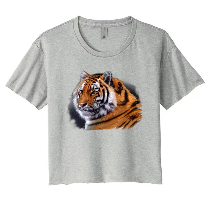 Majestic Tiger Head Women's Crop Top Tee