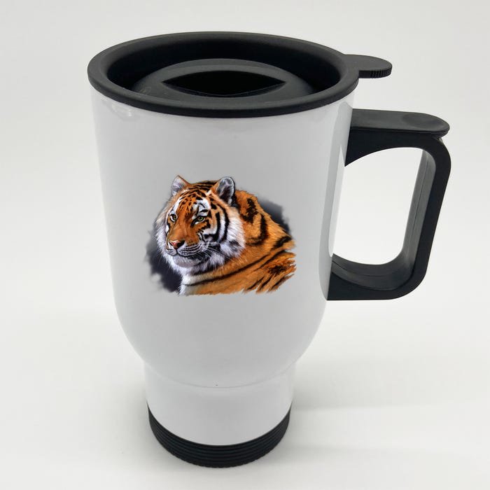 Majestic Tiger Head Front & Back Stainless Steel Travel Mug